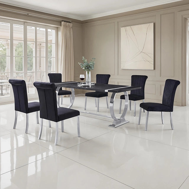 80" Dining Table, Silver Frame