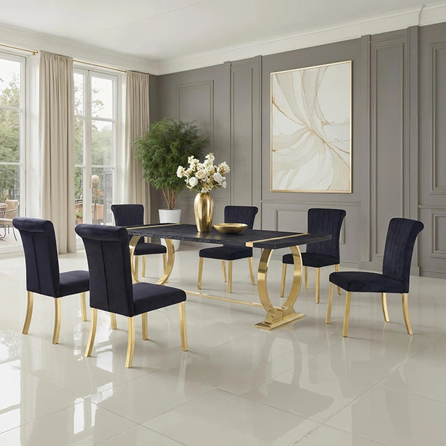 80" Dining Table, Gold Frame